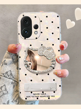 满屏黑色波点kt猫适用vivos30手机壳s30promini立体迷你水钻por镜子三十支架vivo卡通可爱硅胶防摔贝壳纹软壳