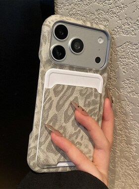 ins风灰色卡包适用小米红米note15pro+手机壳noto14s卡套13rpor插卡12turbo豹纹11e简约turbo4pro仿皮3/redmi