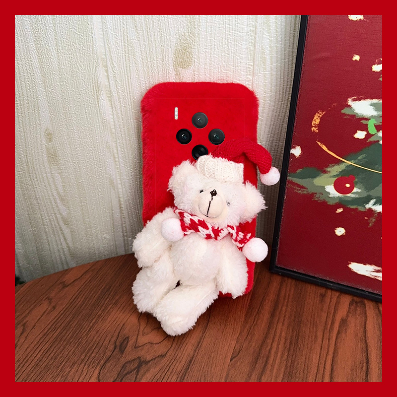 圣诞帽子小熊适用vivox300手机壳x200红色x100pro+可爱x100ultra毛绒x90s秋冬季t2s/x80s/x70/x60+十vivo卡通