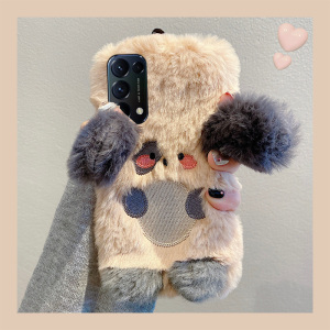 毛绒立体狗狗适用opporeno4手机壳reno3pro毛茸茸3元气版5k小狗5+十5g卡通oppo可爱带挂绳挂链硅胶软壳超萌女