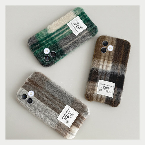 美拉德格纹适用华为荣耀x60i手机壳x50i复古200小众100绒布magic5毛绒nova12秋冬70pro+毛茸茸11十90硅胶10se