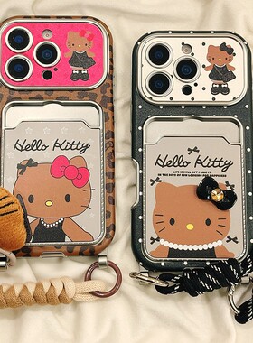 豹纹波点珍珠黑皮kt猫适用小米红米note13pro手机壳noto12turbo卡包k80电镀k70挂件k60por挂绳redmi皮纹仿皮p