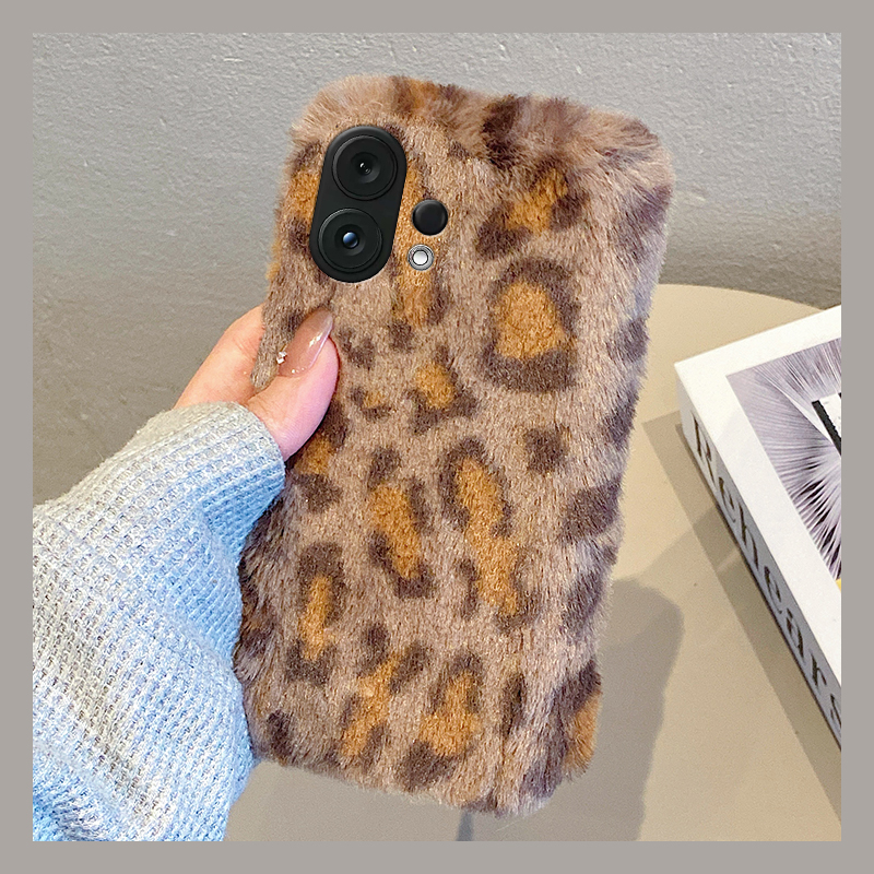 ins风拼色撞色豹纹适用vivos30promini手机壳s20棕色s19pro简约s17t秋冬s16e毛绒t1毛茸茸s15s12s10s9s7s1软p