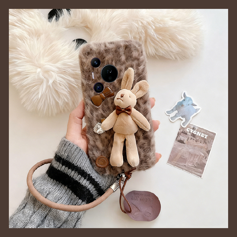 蝴蝶结爱心兔子适用华为pura80pro+手机壳pura70ultra挂件p60art皮绳40por+十p30毛绒p20秋冬季p10plus卡通软