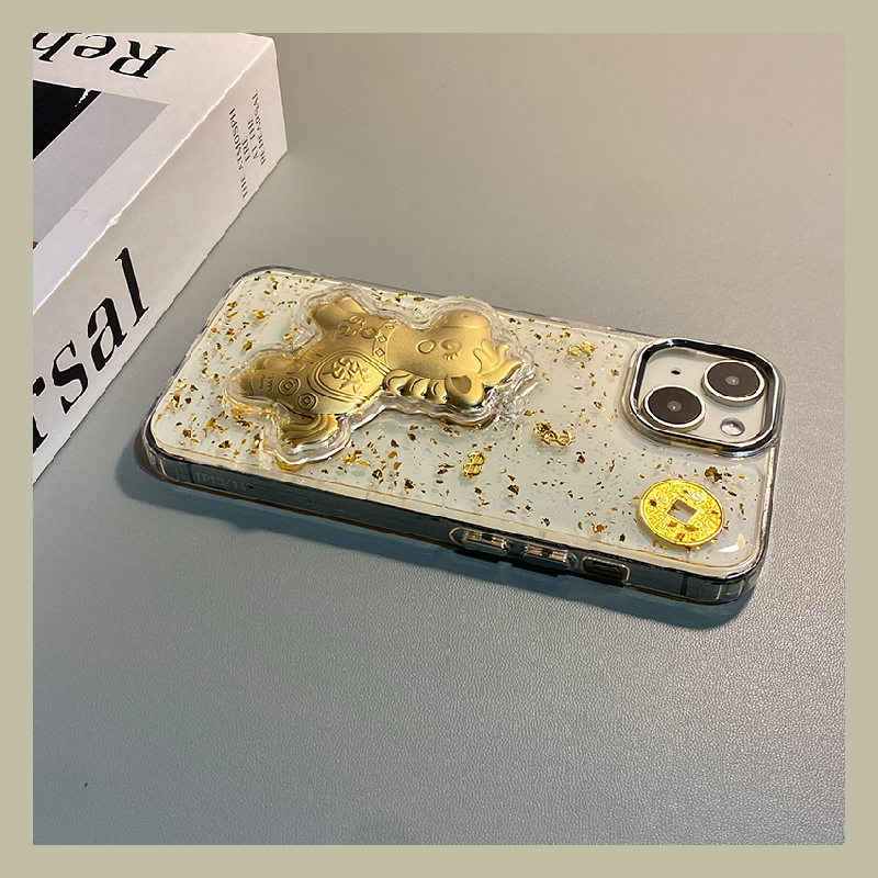 2026铜钱马上发适用oppofindx9plus手机壳fondx8卡通x7ultra金色真我v60por马年neo7滴胶v60s软k12x/k11/oppo