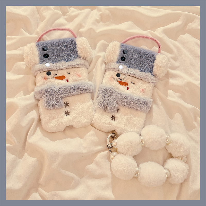 毛绒围巾雪人适用vivos20手机壳s19pro毛球s18e挂链s17t卡通s16可爱s15立体s12por冬天s10保暖s9硅胶s7/vivo