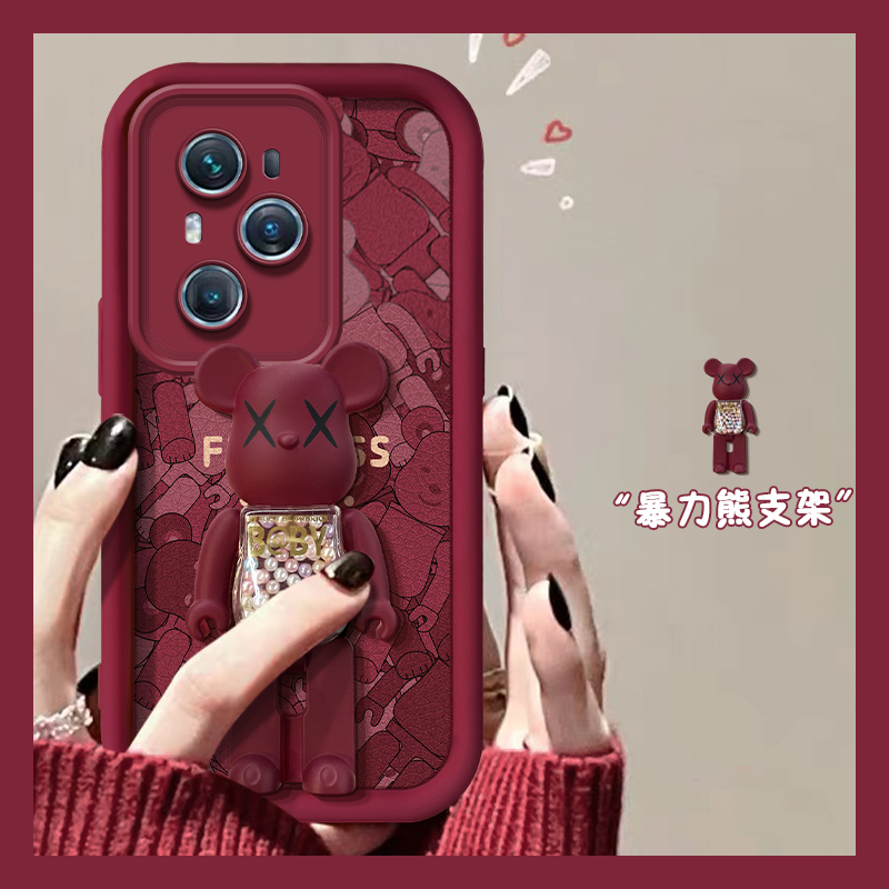 新年红色龙年本命年潮牌暴力熊支架手机壳