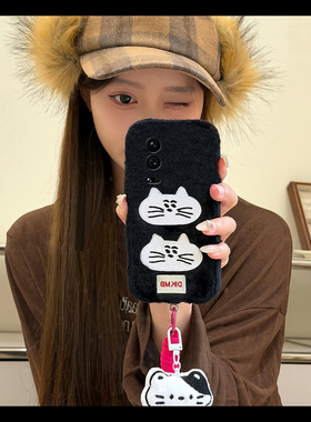 刺绣可爱猫咪适用小米17手机壳15spro挂件14ultra毛绒13秋冬12spo挂绳12x卡通11青春版10/mix4/8se/civi5/4/3