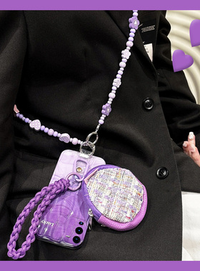 适用vivos18pro手机壳iqooneo9晕染紫色s17t小香风s16e零钱包s15斜挎s12可背s10硅胶s9软壳s7小众vivo女vovo