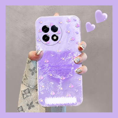 紫色小碎花适用小米红米k80pro手机壳k80e晕染k70s爱心k60至尊版k50por高级感redmi冰川纹日韩硅胶新款透明软