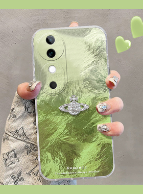 绿色晕染适用vivos20手机壳s19pro水钻s18e高级感s17t日韩s16小众s15简约s12por锡纸纹s10立体s9硅胶s7/vivo