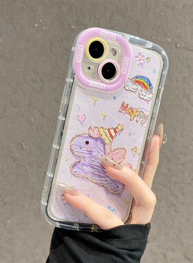 油画彩虹小马适用oppofindx9plus手机壳fondx8s+可爱x7ultra马年x6挂链x5新年x3pro趣味十马年0ppo本命年卡通