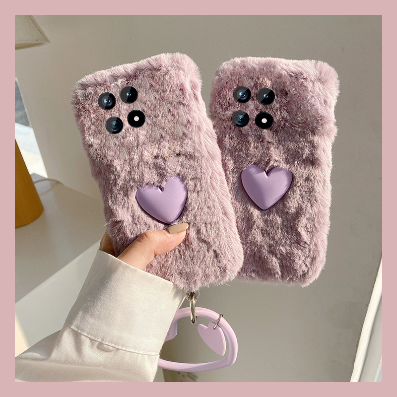 ins风紫色爱心适用vivoiqoo15手机壳iqoo13pro挂件12立体11s秋冬季icoo10毛绒绒9硅胶8毛茸茸7爱酷3手环iq00