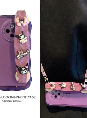 紫色库洛米适用vivoy300i手机壳iqooneo9spro立体neo9腕带z8x斜挎12可背y200pro公仔200i卡通200gt硅胶100t女