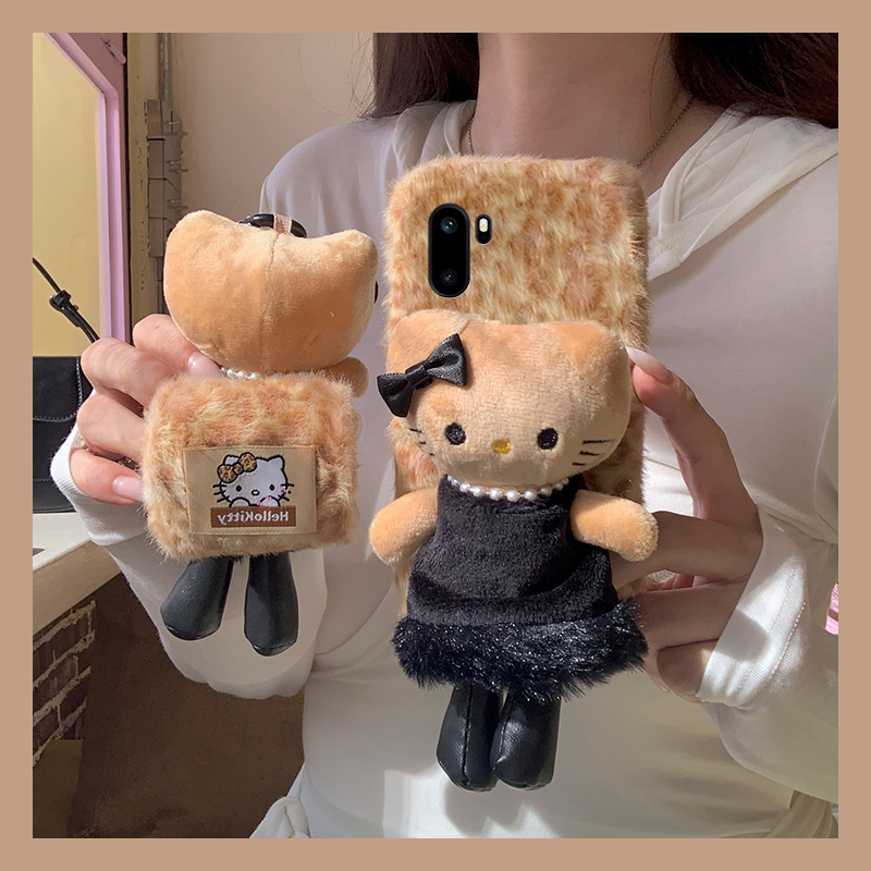 黑裙子凯蒂猫适用oppo一加ace6手机壳ace5至尊版1+15秋冬13毛绒12豹纹11pro卡通10/9rt/ace3v/2v/1+oneplus软