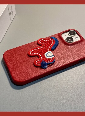 刺绣马上有钱适用苹果17手机壳iphone16e立体15promax马年14plus新年13mini迷你12卡通11仿皮xsmax8皮纹xr7软