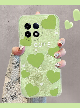 绿色满屏爱心适用小米红米k80pro手机壳k80e高级感k70s简约k60至尊版k50por日韩redmi小清新小众硅胶新款透明