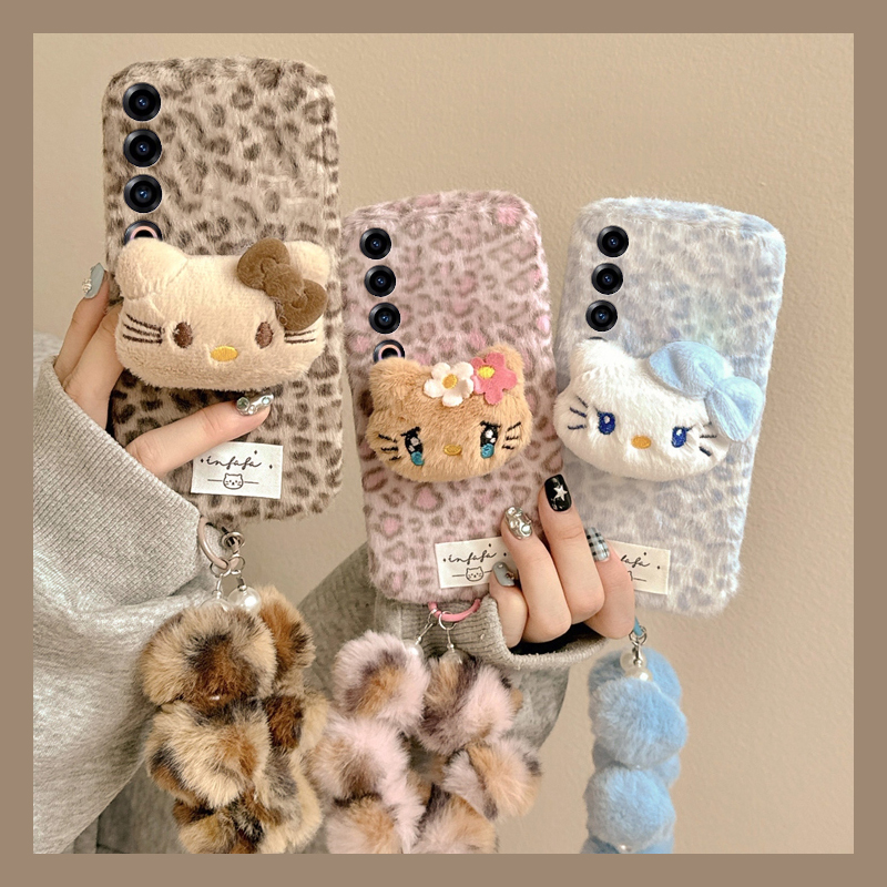 豹纹凯蒂猫公仔适用魅族22mini手机壳note16卡通21pro挂链20秋冬季18por毛绒18x软7/16spor/16t/16x/16thplus
