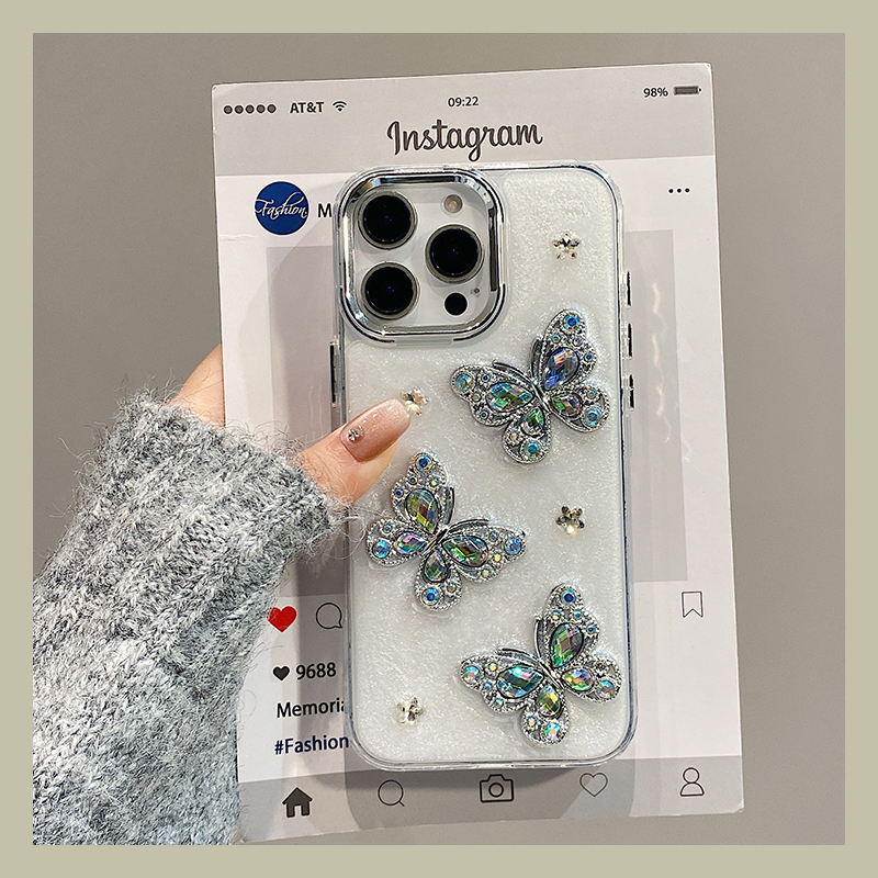 ins风水钻蝴蝶适用华为荣耀400手机壳300ultra钻石200lite滴胶100pro立体90韩系80新款70白沙60se软50/huawei