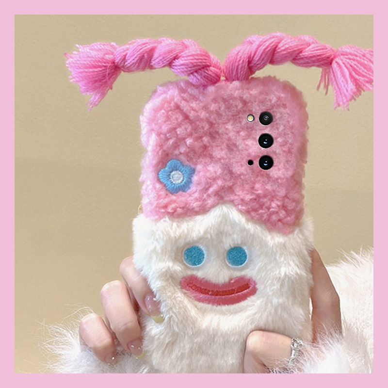 香肠嘴辫子女孩适用三星a90手机壳a80卡通a70s丑萌a50秋冬季a30毛绒a20毛茸茸a10硅胶a52/a8s/galaxy/a53/f52