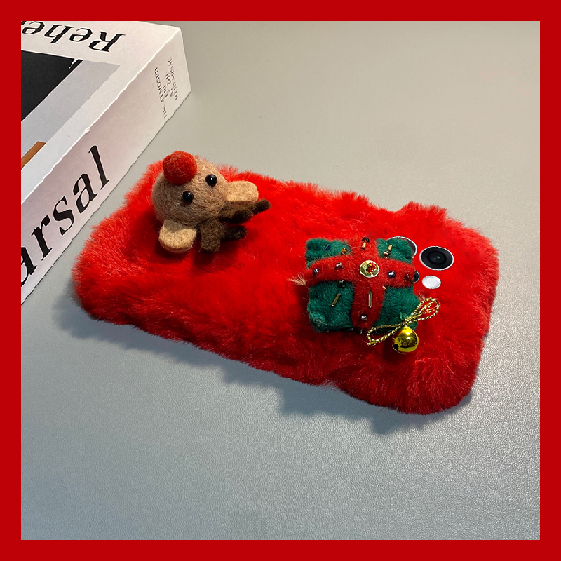 圣诞礼盒麋鹿适用opporeno15手机壳reon14红色13挂链12pro立体11秋冬季10por+毛茸茸9卡通7se毛绒5k/4se/oppo