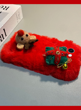 圣诞礼盒麋鹿适用opporeno15手机壳reon14红色13挂链12pro立体11秋冬季10por+毛茸茸9卡通7se毛绒5k/4se/oppo