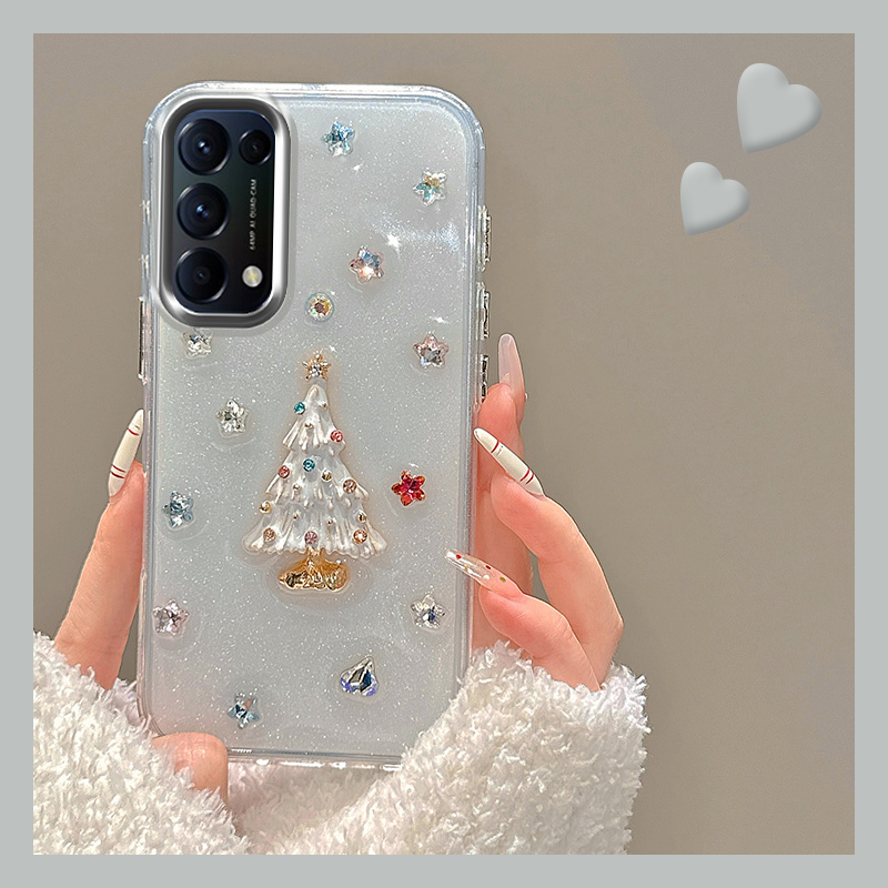 水钻圣诞树适用opporeno13pro手机壳reon12立体11滴胶10日韩9小众8por高级感7se新款6轻奢5k硅胶4气质0ppo女p