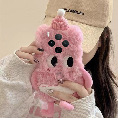 刺绣斜眼裤衩小人适用vivox300手机壳x200粉色x100pro+可爱x100ultra秋冬季x90s毛绒t2s/x80s/x70/x60+十vivo