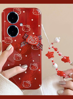 2026波点kt猫适用vivoy500pro手机壳y300i红色y200gt手链y100t新年y50m凯蒂猫y77e卡通y97软y93s/y53/t35/y33