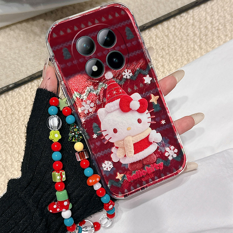 圣诞雪花kt猫适用小米红米note15pro+手机壳noto14红色13新年12turbo+秋冬11t凯蒂猫10本命年9卡通8/7por手链