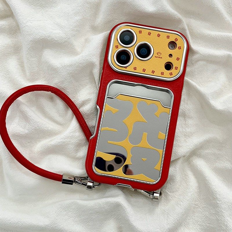 潮牌红色发财卡包适用opporeno14手机壳reon13新年12手提绳11皮纹a58x仿皮a57卡套真我q5i马年v23插卡0ppo软p,3C数码配件,手机保护套/壳,淘宝优惠券,粉丝福利购,淘宝优惠卷