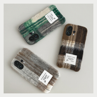 拼色复古格纹适用vivos30promini手机壳s20美拉德s19pro条纹s17t秋冬季s16e毛茸茸t1绒布s15日韩s12s10s9s7s1