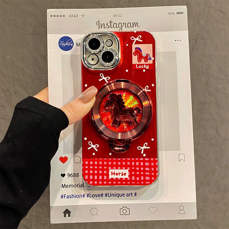 手机壳硅胶羽纱新年红色2026马年