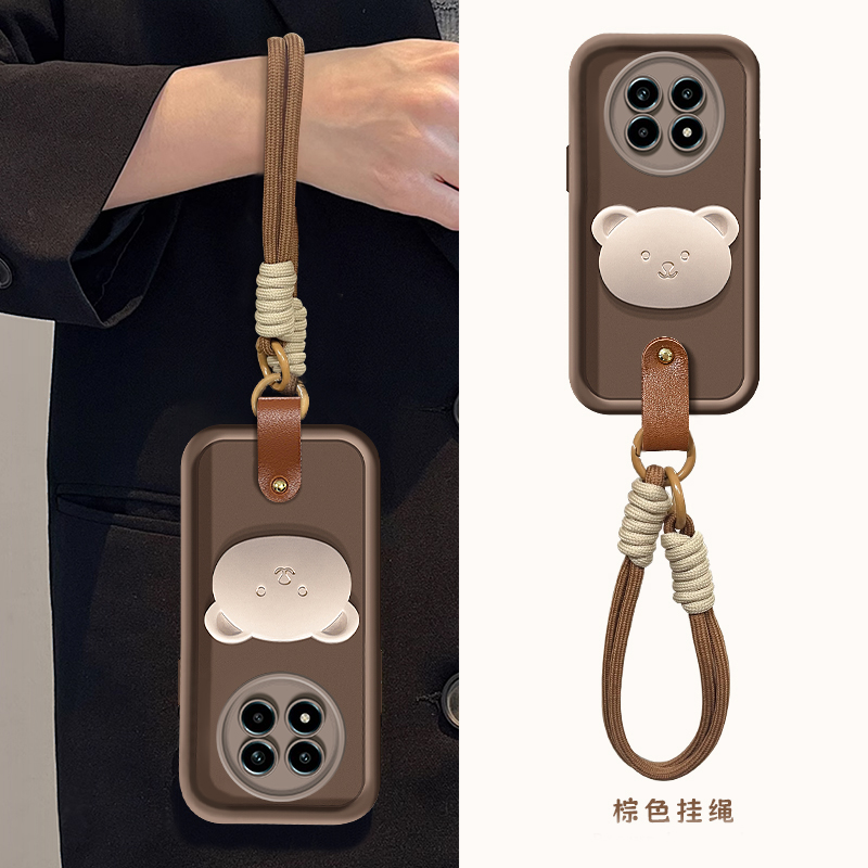 可爱小熊适用oppo真我13pro至尊版手机壳13por+立体findx7ultra支架x6挂绳x5日韩relme真我neogt5硅胶gt6手提