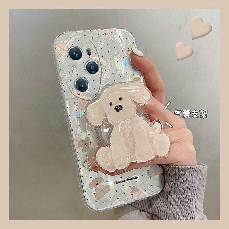 高级感羽纱可爱狗狗支架手机壳