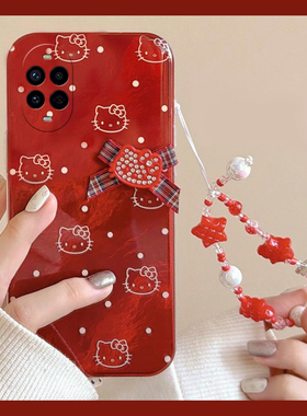 2026波点kt猫适用华为nova14手机壳novo13pro红色12ultra手链11新年10z凯蒂猫9se卡通8立体7i/6/5/4e活力版软