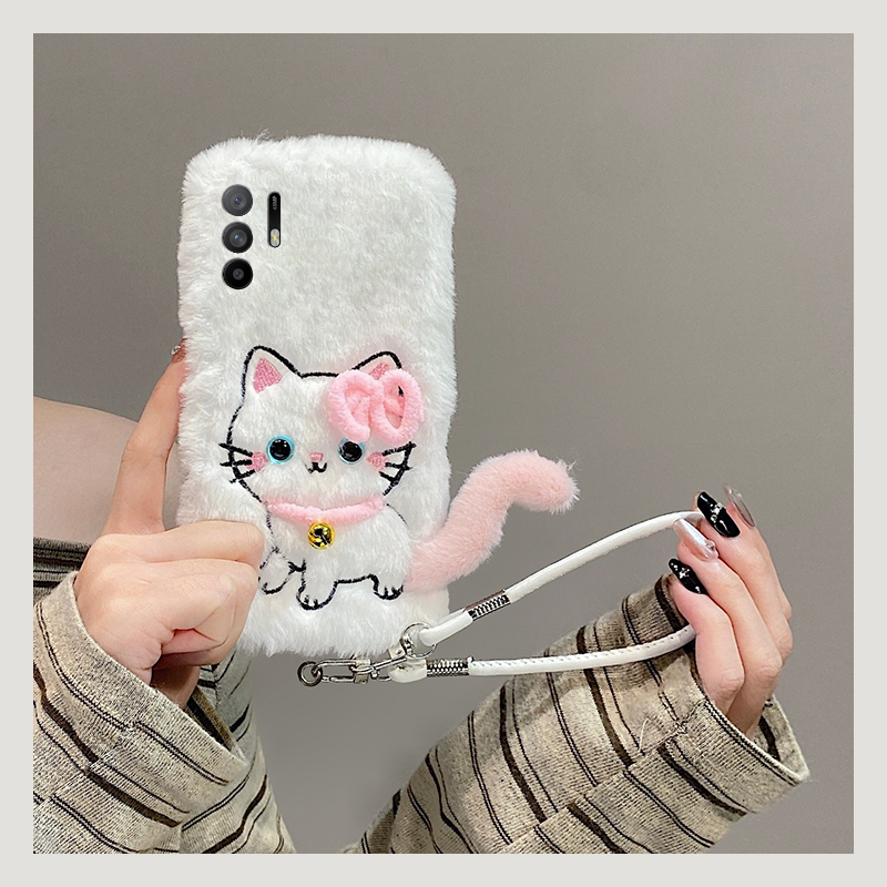可爱铃铛猫咪适用oppoa3pro手机壳a2x斜挎a1可背a97秋冬季a96毛绒a95a93a91a72a58a57a52a32a11a9a31a8a5挂绳