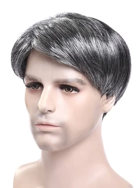 老爷爷灰色假发男士中老年短发胡子老奶奶老太婆老婆婆假发花白发