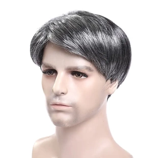 老爷爷灰色假发男士中老年短发胡子老奶奶老太婆老婆婆假发花白发