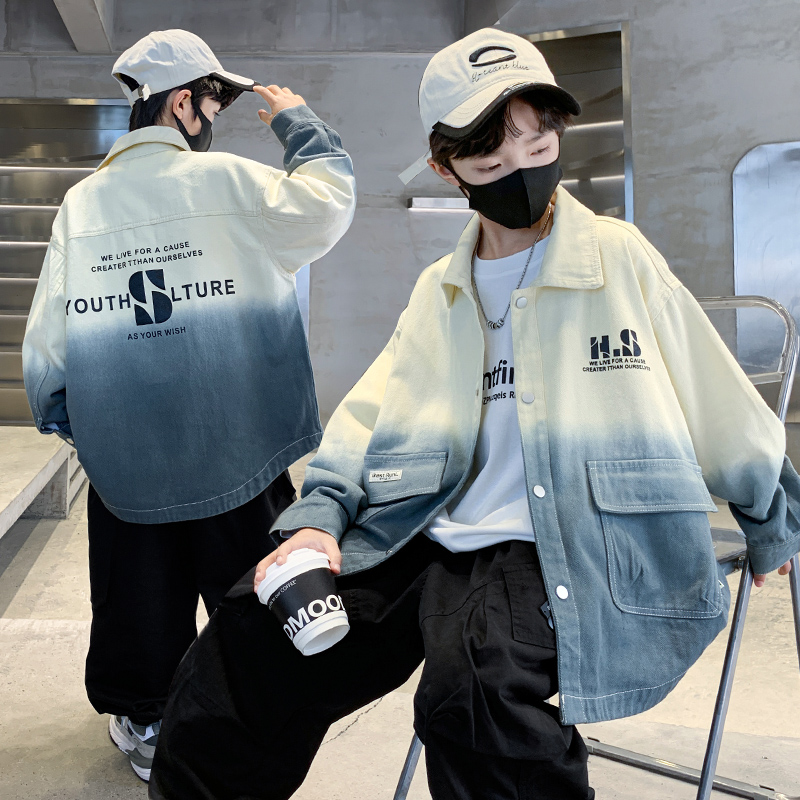衬衫男童薄款外套高级感潮童酷帅ins风长袖酷炫服装初秋潮酷炸街
