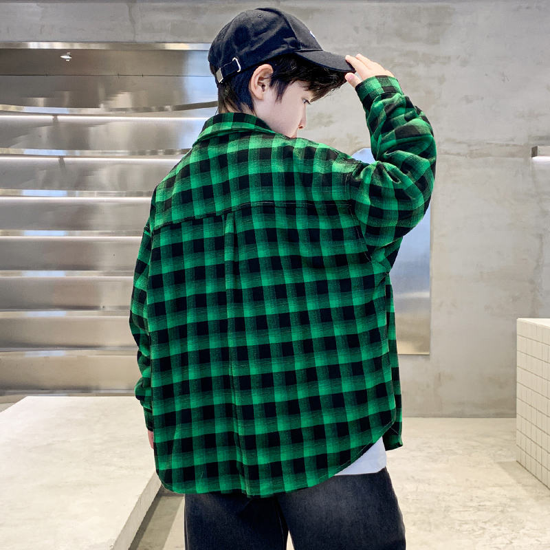 儿童长袖衬衣百搭流行炸街舒服男孩春秋舒适秋装潮牌潮服潮装衬衫