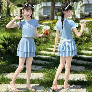 连体休闲ins风简约中大童甜美韩范时尚 女大童泳衣夏季 超好看百搭