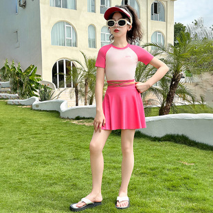 淑女甜美潮范夏日舒适潮装 女大童儿童游泳衣小众中大童韩范新款
