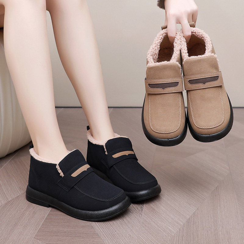 冬季老北京布鞋女加绒豆豆鞋高帮女棉鞋休闲保暖一脚蹬舒适雪地靴,女鞋,时尚雪地靴,淘宝优惠券,粉丝福利购,淘宝优惠卷