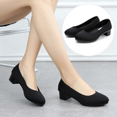 跳舞妈妈鞋 老北京布鞋 软底中跟女黑工作鞋 酒店上班鞋 女鞋 春秋单鞋