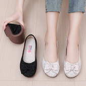 新款 蝴蝶结舒适女单鞋 老北京布鞋 时尚 女平底浅口透气休闲鞋 春秋季