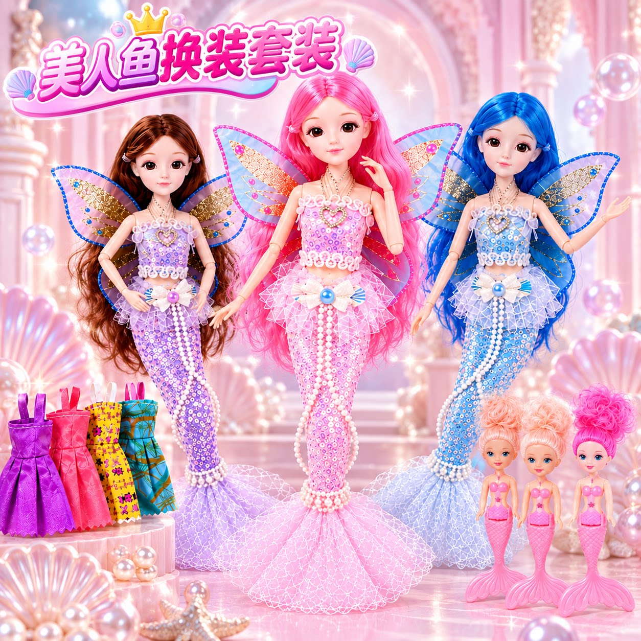 超大礼盒!美人鱼套装可换装