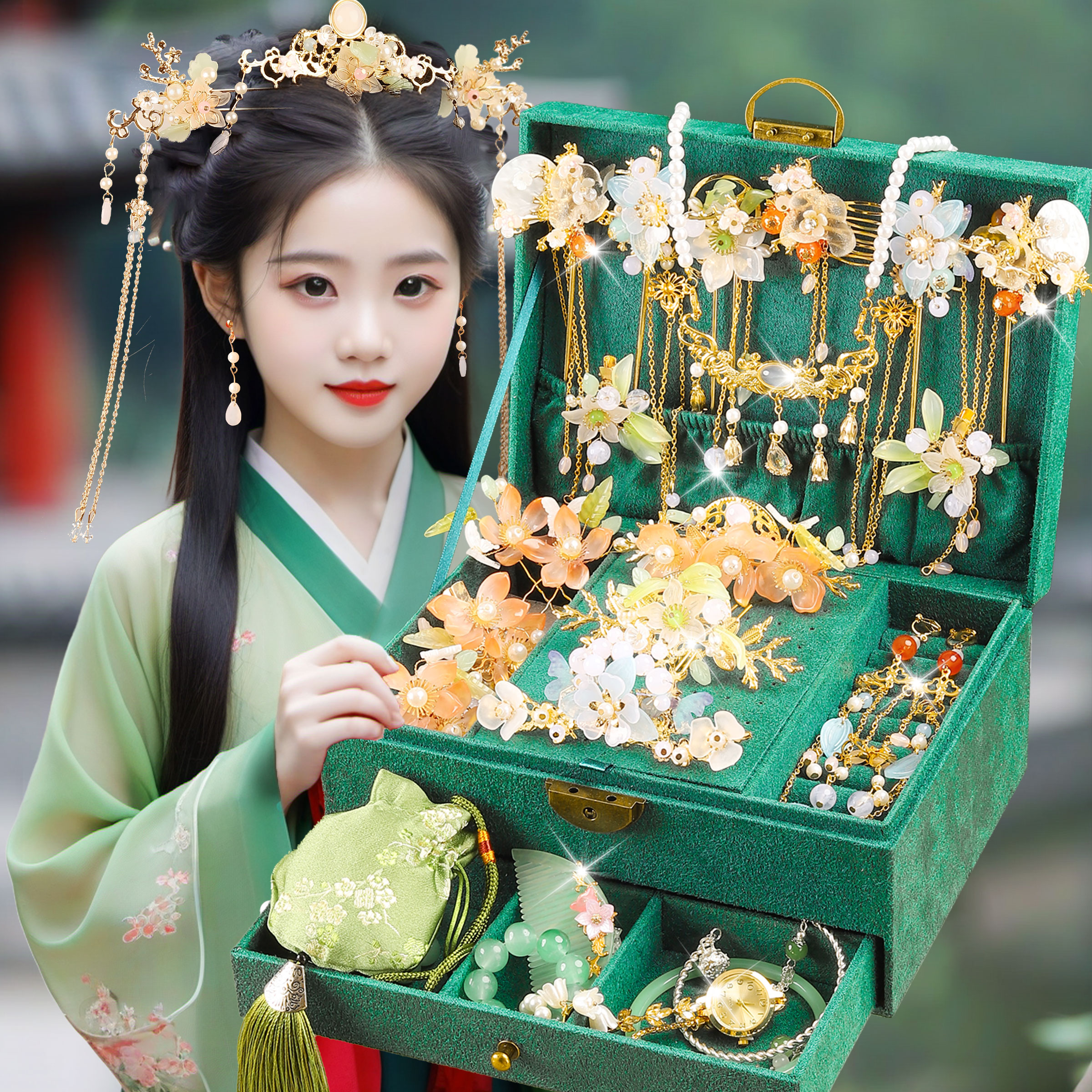 女孩子古风发饰高端礼盒