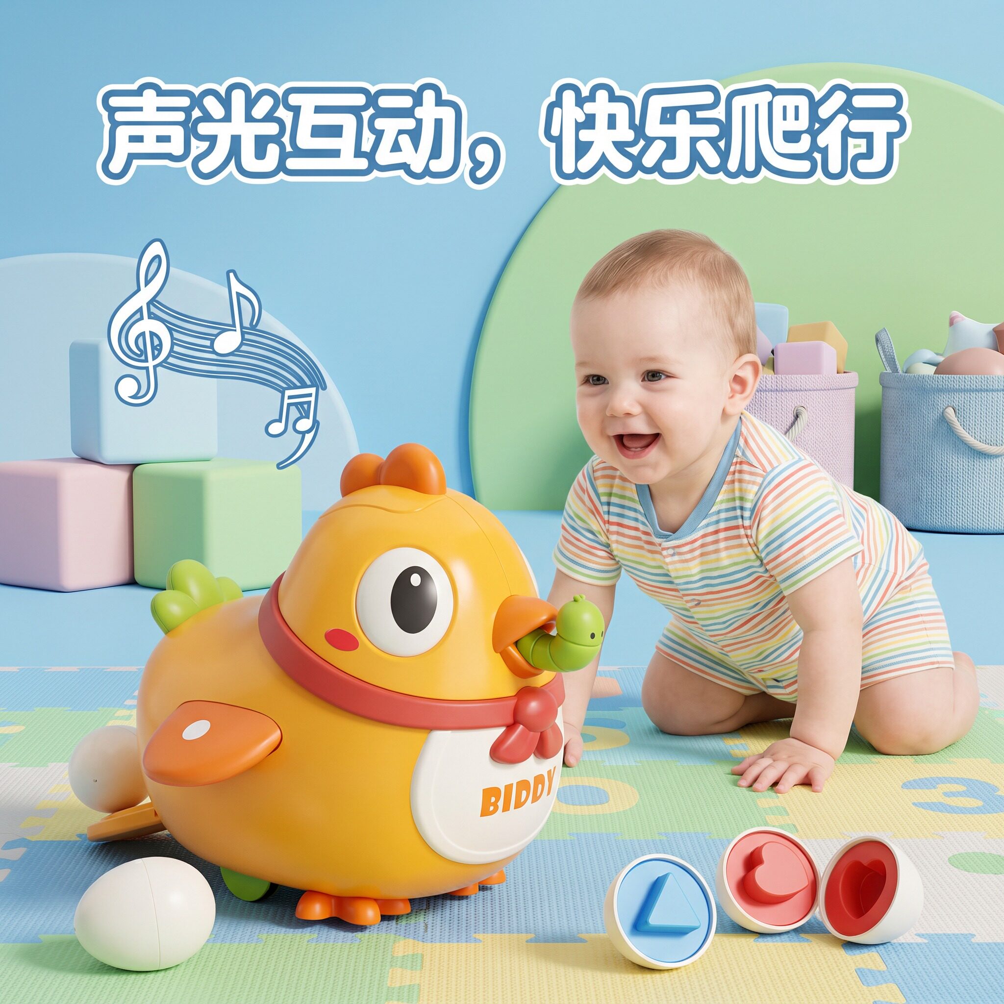 早教益智小鸡下蛋声光互动玩具