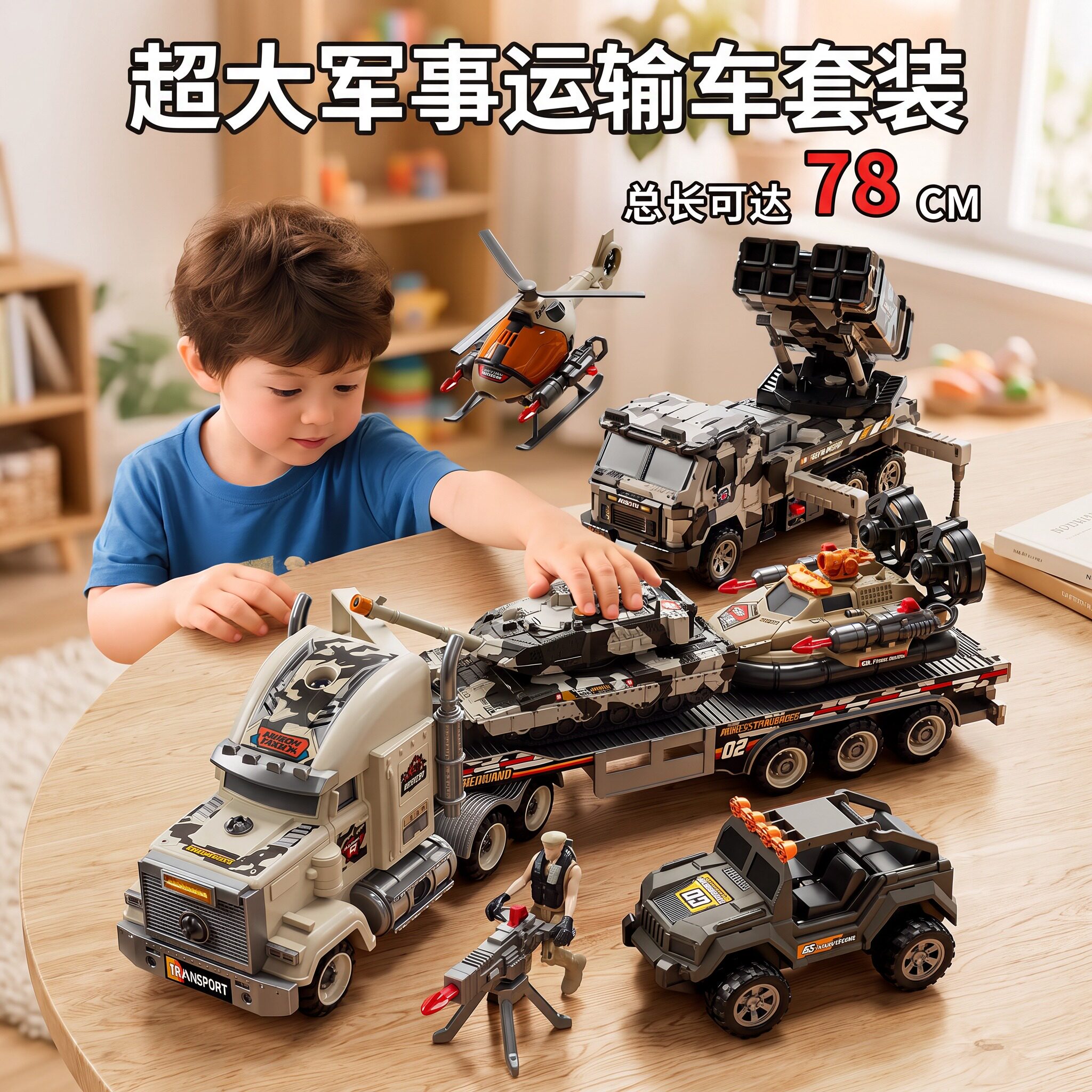 儿童军事惯性滑行玩具车套装
